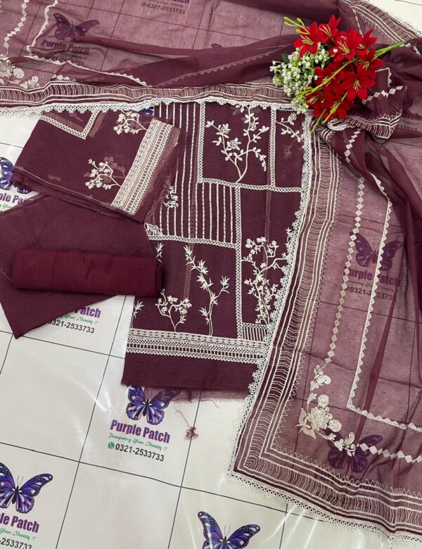 White Intricate Embroidery Maroon