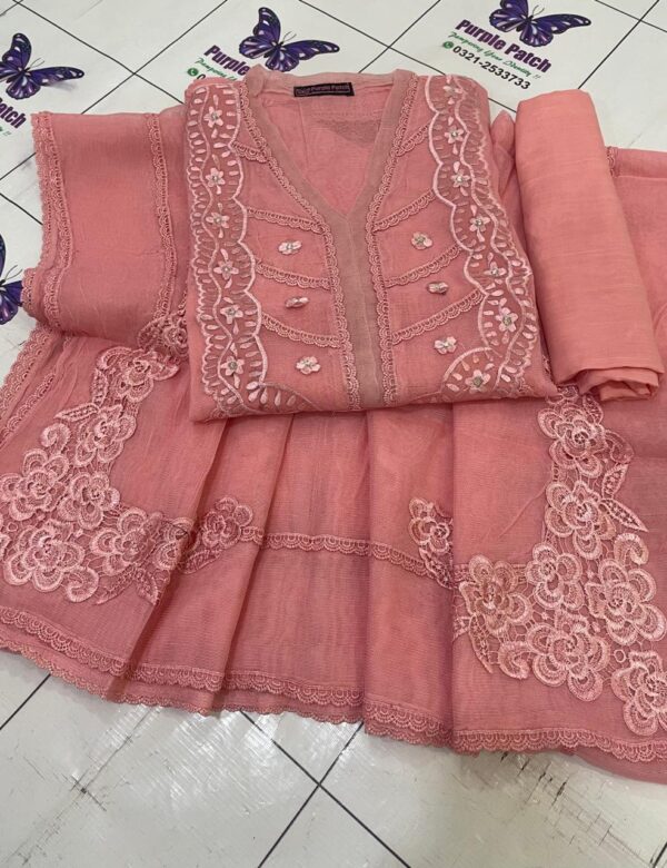 Floral Embroidered Lace Pink