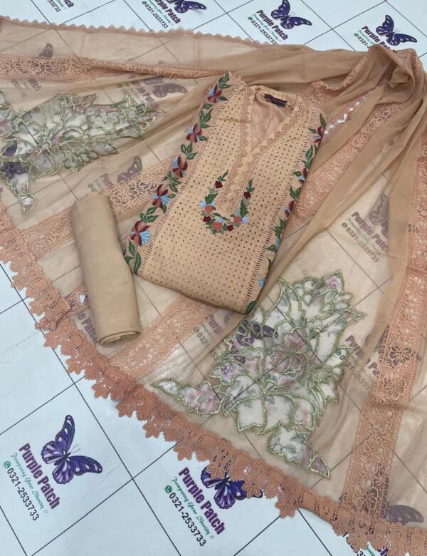 Embroidered Chikankari Flora Collection Peach
