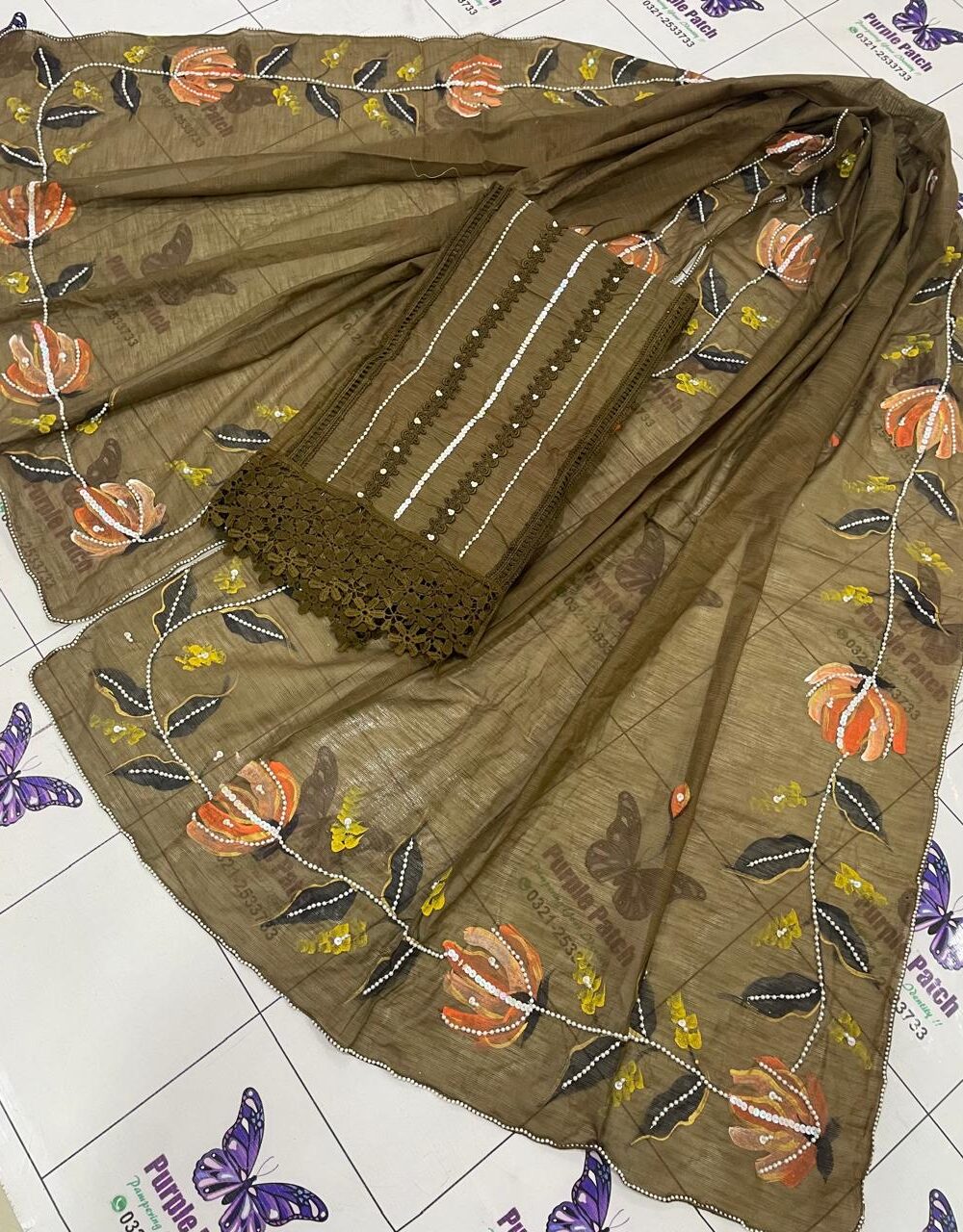 Hand Paint and Hand work brownish mehendi - Image 3