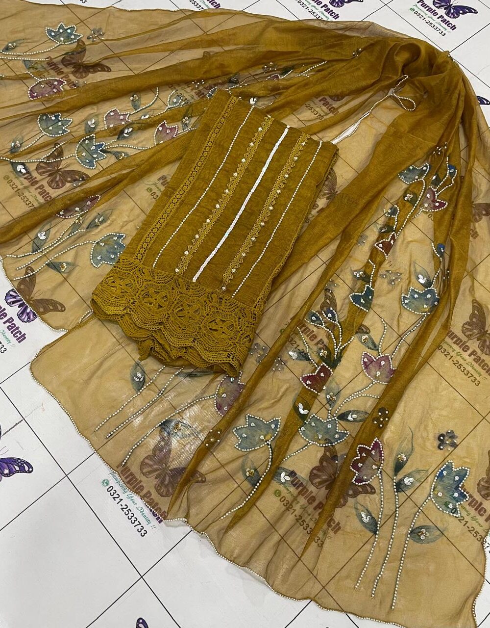 Hand Paint and Hand work Mustard - Image 3