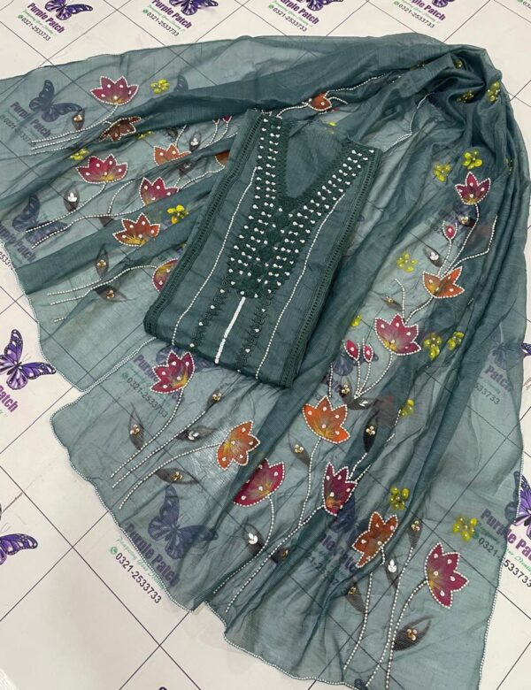 Hand Paint and Hand work Teal green