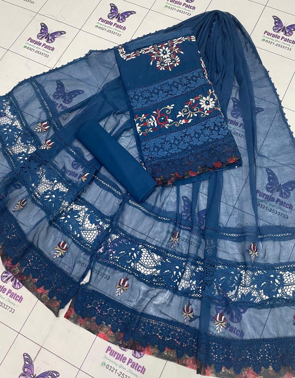 Nureh Collection ( luxury Lawn ) Zinc Blue - Image 4