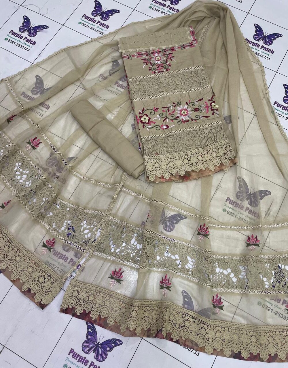 Nureh Collection ( luxury Lawn ) Coffee Skin - Image 4