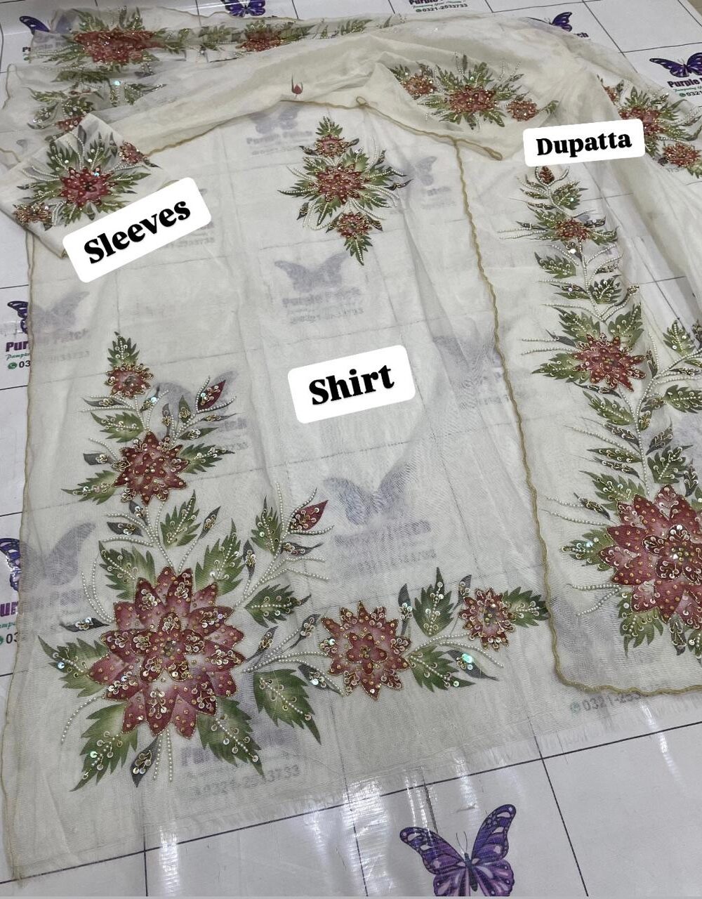 Hand Paint Hand Work Collection White - Image 3