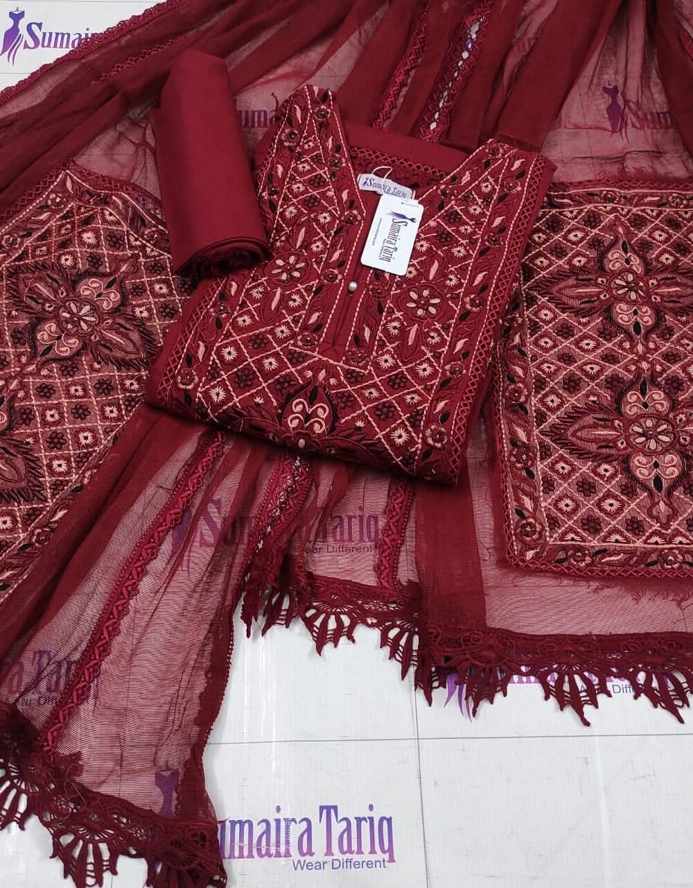 Reddish Maroon Phulkari