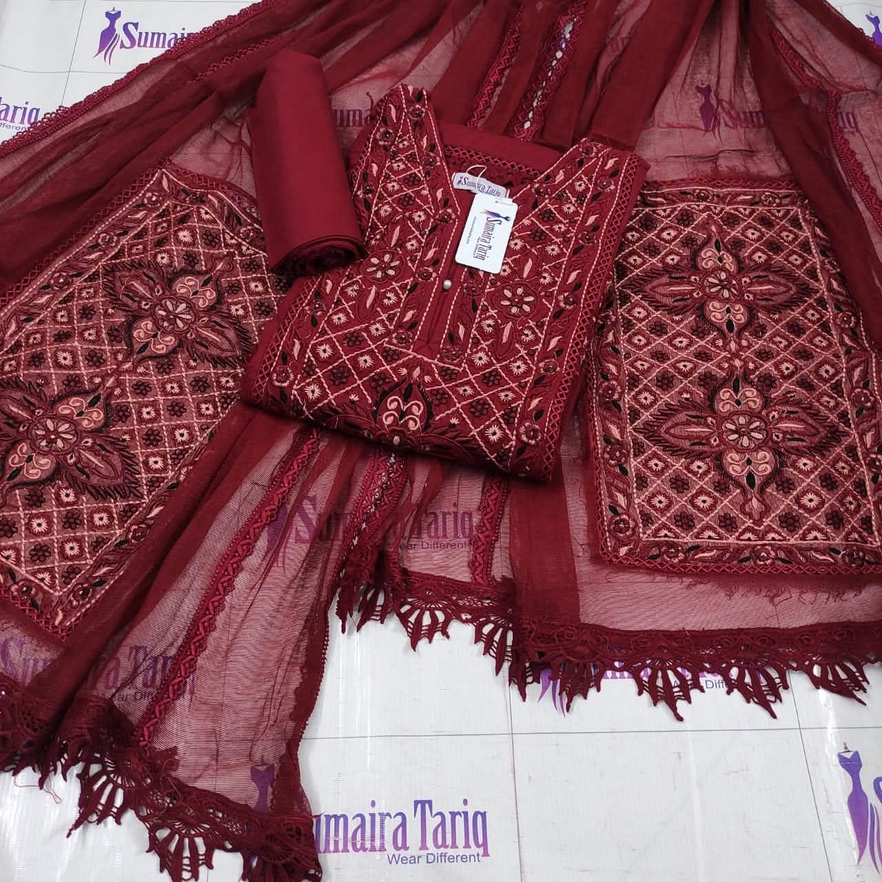Reddish Maroon Phulkari