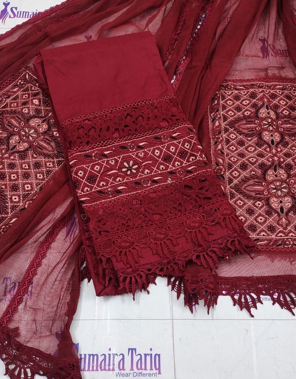 Reddish Maroon Phulkari - Image 3