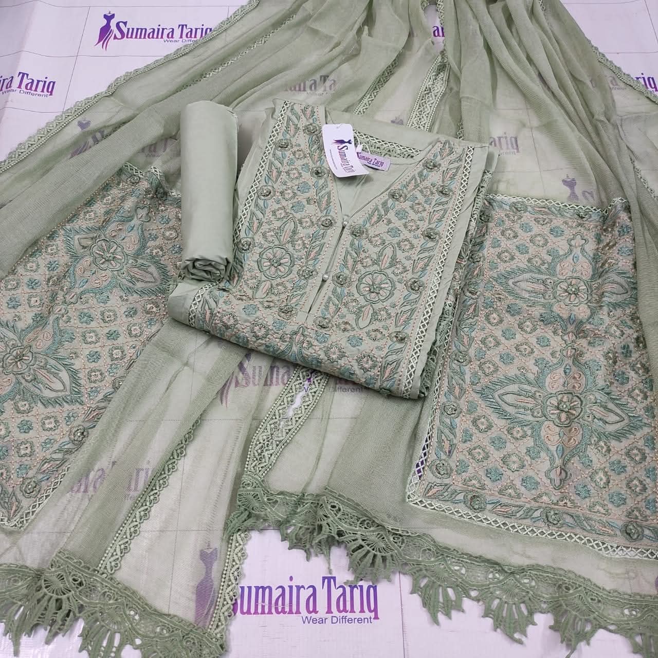 Pista Green Phulkari