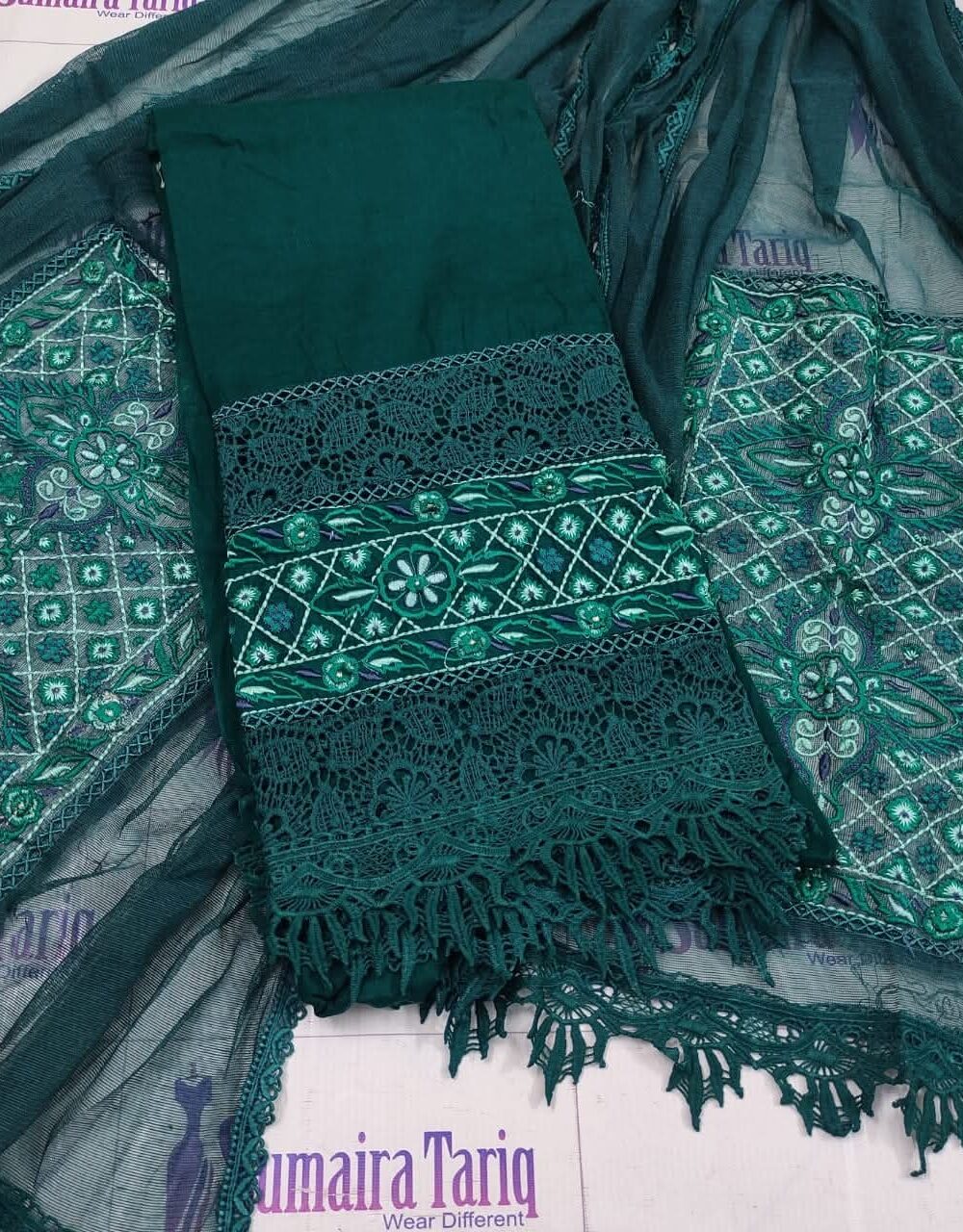 Dark Sea Green Phulkari - Image 3