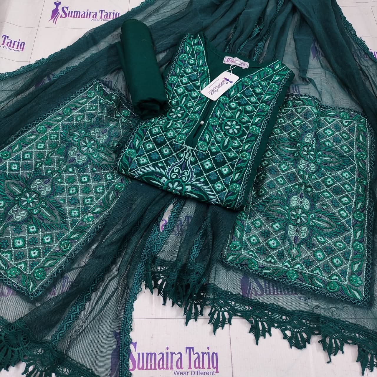 Dark Sea Green Phulkari
