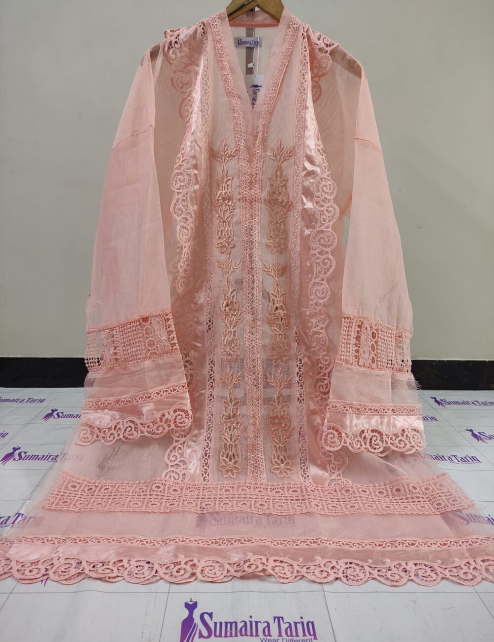 Silk Cut Work Peach Nude - Image 4