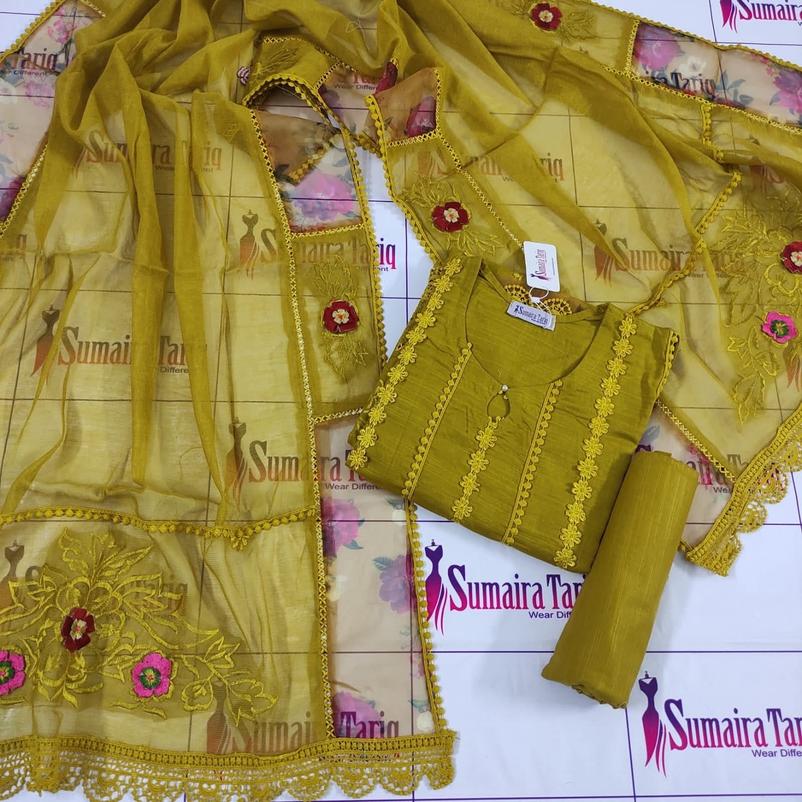 Mustard Patt Jahr Slub Khadder