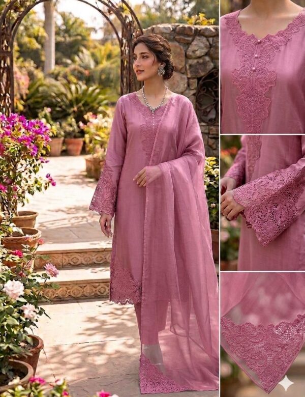Silk Cut Work Noor E Khas TeaPink