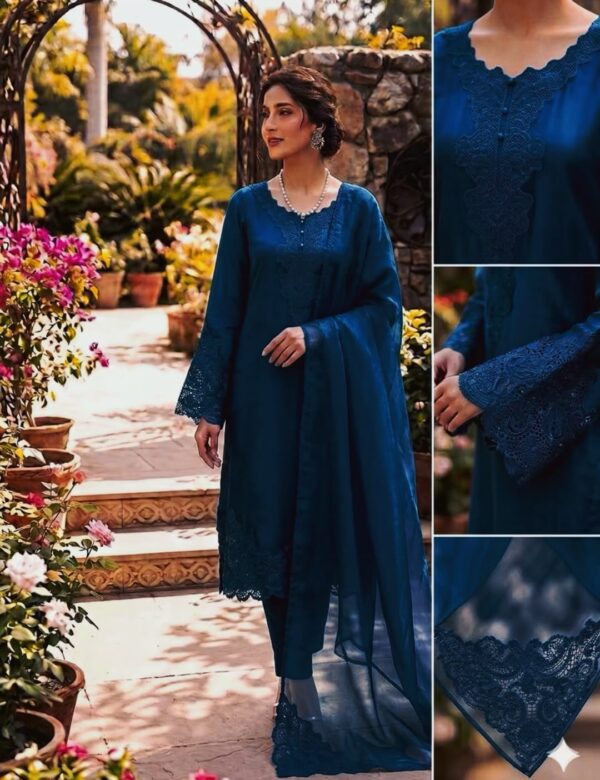 Silk Cut Work Noor E Khas Zinc Blue